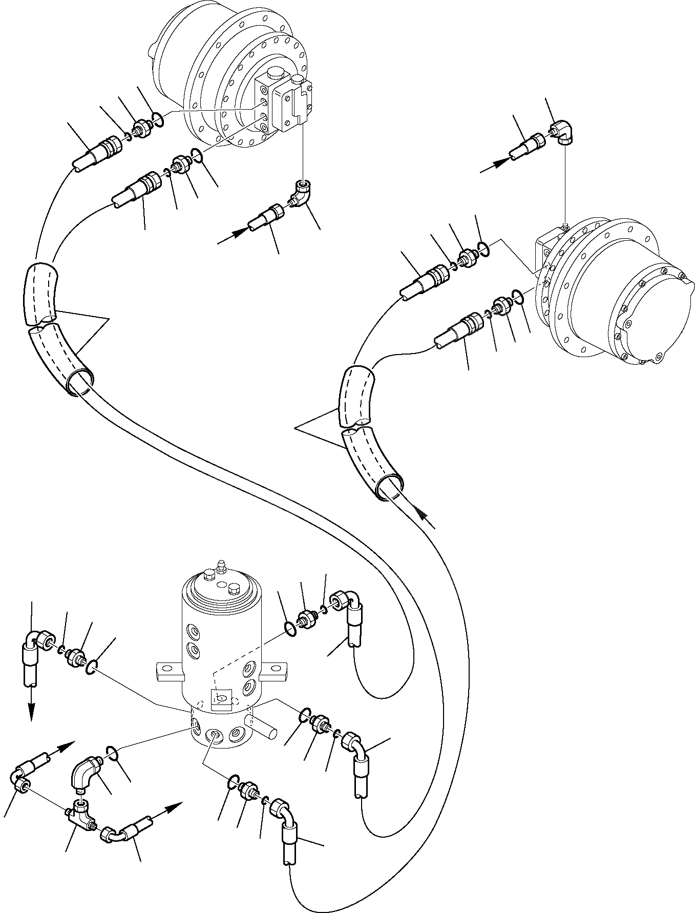 Схема запчастей Komatsu PC110R-1 - ГИДРОЛИНИЯ (ЛИНИЯ ХОДА) (/) УПРАВЛ-Е РАБОЧИМ ОБОРУДОВАНИЕМ