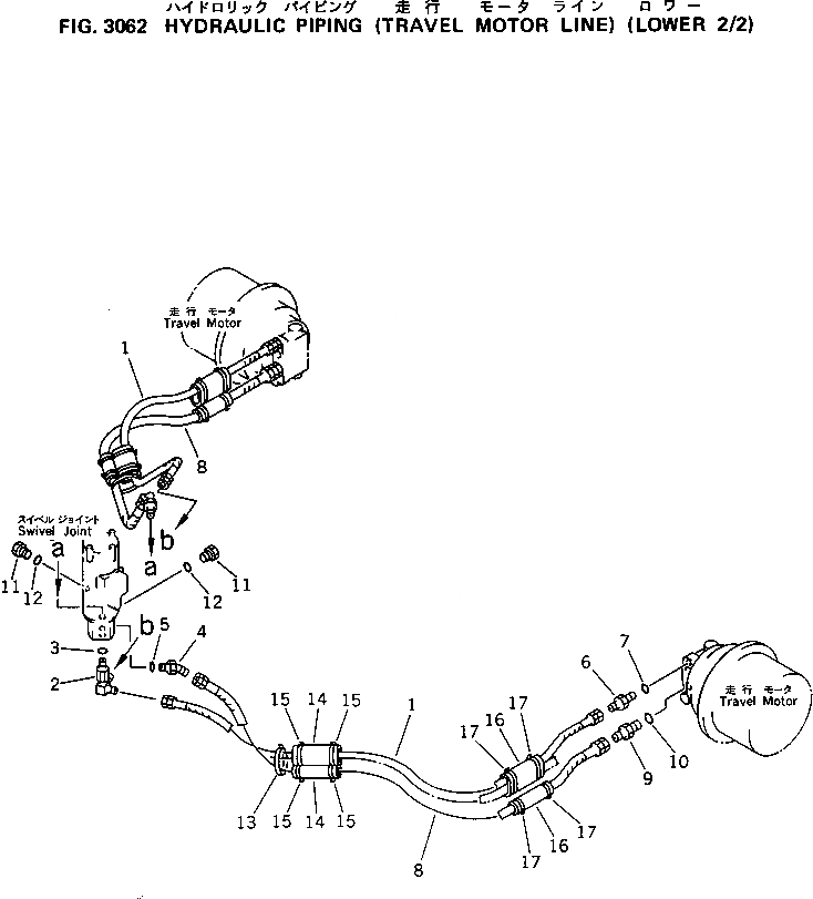 Схема запчастей Komatsu PC120-5C - ГИДРОЛИНИЯ (МОТОР ХОДА ЛИНИЯ) (НИЖН. /) ХОД И ХОДОВАЯ