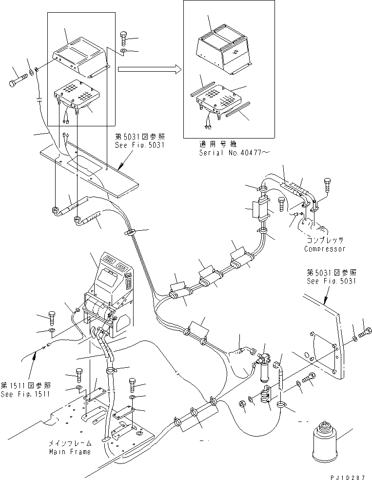 Схема запчастей Komatsu PC120-5C - CAR ОХЛАДИТЕЛЬ И ТРУБЫ ЧАСТИ КОРПУСА