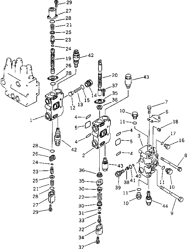 Схема запчастей Komatsu PC120-5C - ГИДРАВЛ УПРАВЛЯЮЩ. КЛАПАН ЛЕВ.(/) УПРАВЛ-Е РАБОЧИМ ОБОРУДОВАНИЕМ