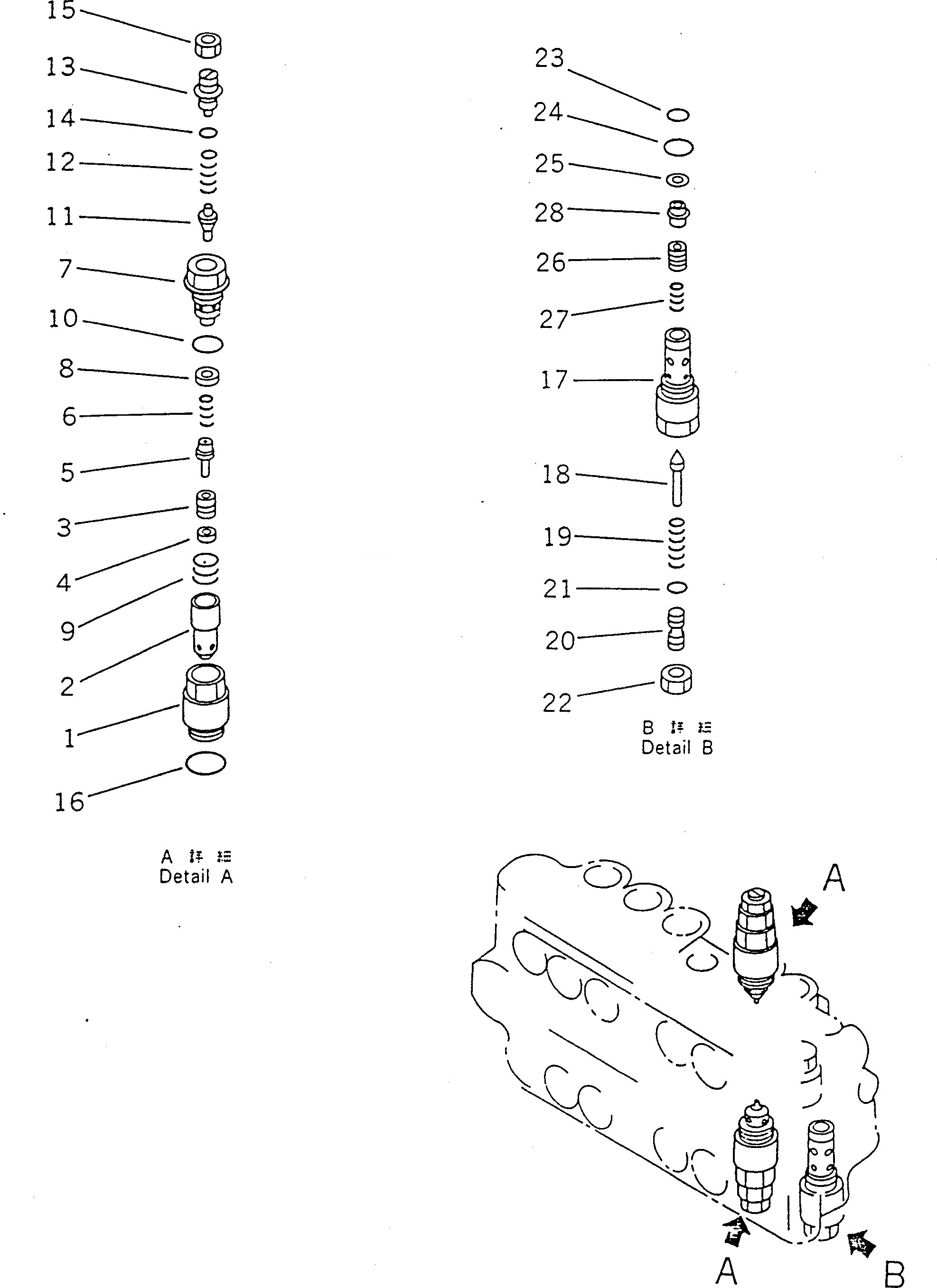 Схема запчастей Komatsu PC120-5S - ГИДРАВЛ УПРАВЛЯЮЩ. КЛАПАН¤ ЛЕВ. (/) (С P.P.C. СЕРВИСНЫЙ КЛАПАН  ДЛЯ НАВЕСН. ОБОРУД) УПРАВЛ-Е РАБОЧИМ ОБОРУДОВАНИЕМ