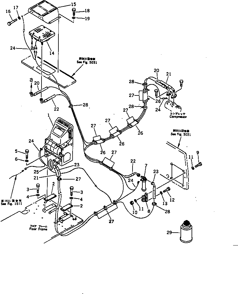 Схема запчастей Komatsu PC120-5M - CAR ОХЛАДИТЕЛЬ И ТРУБЫ ЧАСТИ КОРПУСА