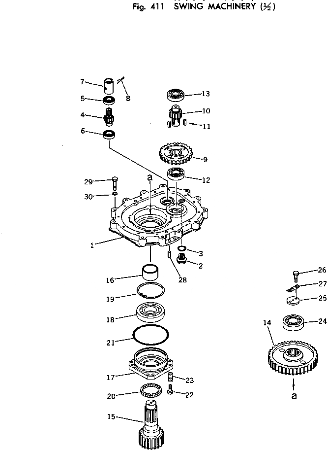 Схема запчастей Komatsu PC120-2 - МЕХАНИЗМ ПОВОРОТА (/) ПОВОРОТН. СИСТЕМА