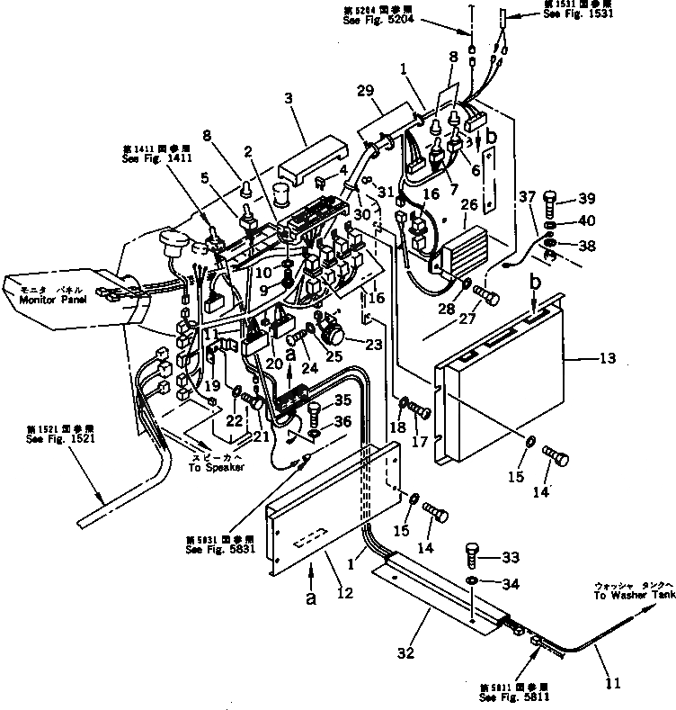 Схема запчастей Komatsu PC120-5X - ЭЛЕКТРИКА (ЛИНИЯ ПАНЕЛИ ПРИБОРОВ) КОМПОНЕНТЫ ДВИГАТЕЛЯ И ЭЛЕКТРИКА