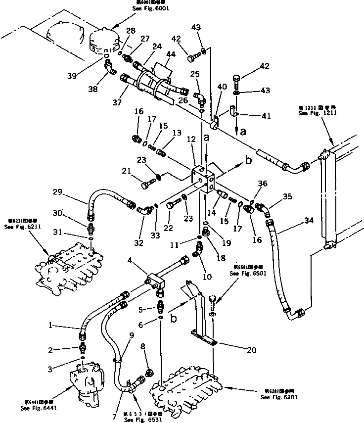 Схема запчастей Komatsu PC120-5X - ГИДРОЛИНИЯ (МАСЛООХЛАДИТЕЛЬ И ВОЗВРАТ. ЛИНИЯ) УПРАВЛ-Е РАБОЧИМ ОБОРУДОВАНИЕМ