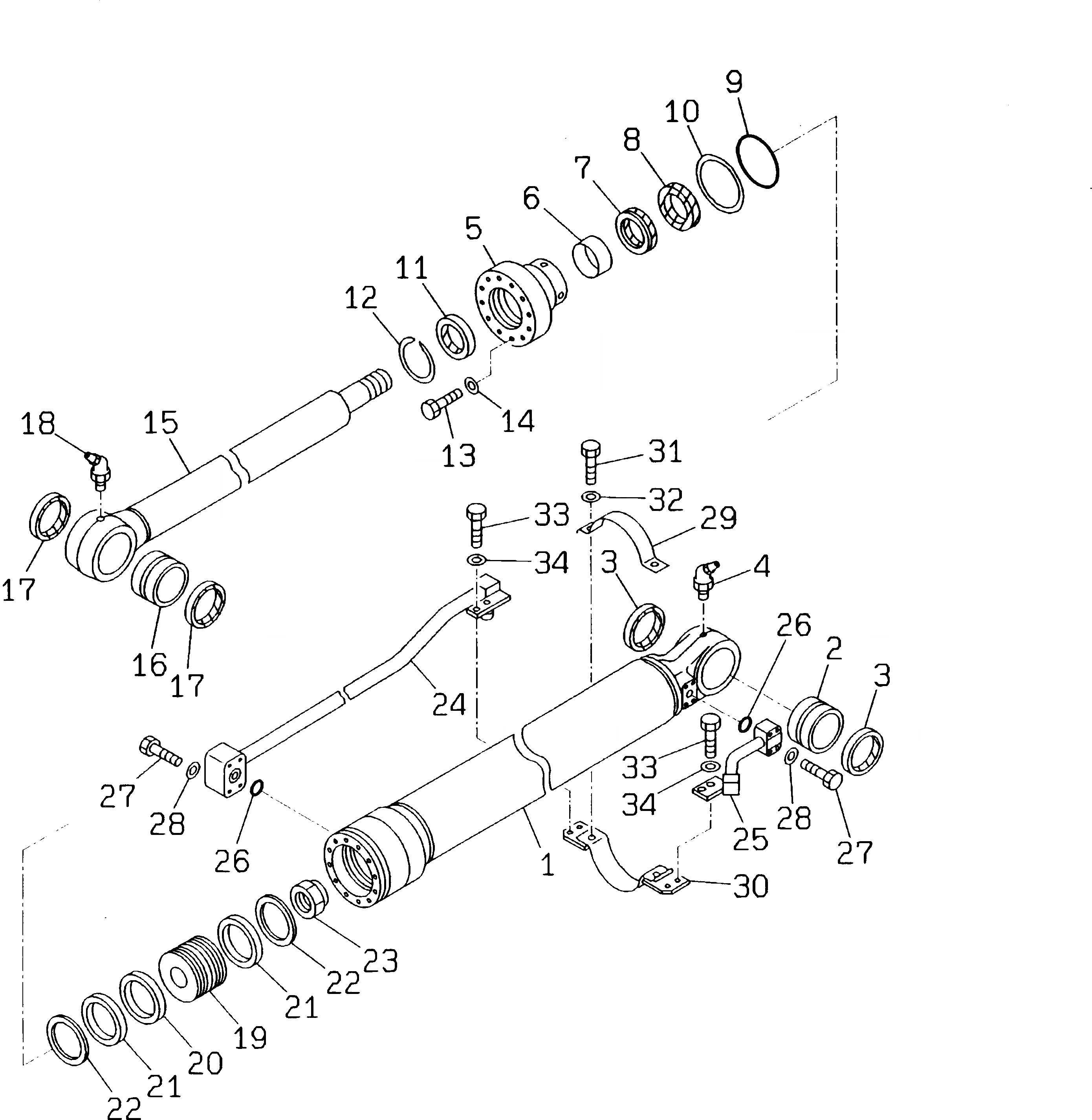 Схема запчастей Komatsu PC120-5K - ЦИЛИНДР КОВША(№K9-) РАБОЧЕЕ ОБОРУДОВАНИЕ (ЭКСКАВАТ.)