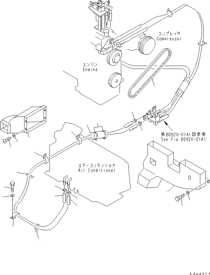 Схема запчастей Komatsu PC120-6 - КОНДИЦ. ВОЗДУХА (ГИДР. ПРОВОД. ОБОГРЕВАТЕЛЯ AND ВОЗДУХОВОДЫ) (С АНТИКОРРОЗ. ЭЛЕМЕНТ ПРЕДОХР-ЛЬ)(№-999) КАБИНА ОПЕРАТОРА И СИСТЕМА УПРАВЛЕНИЯ