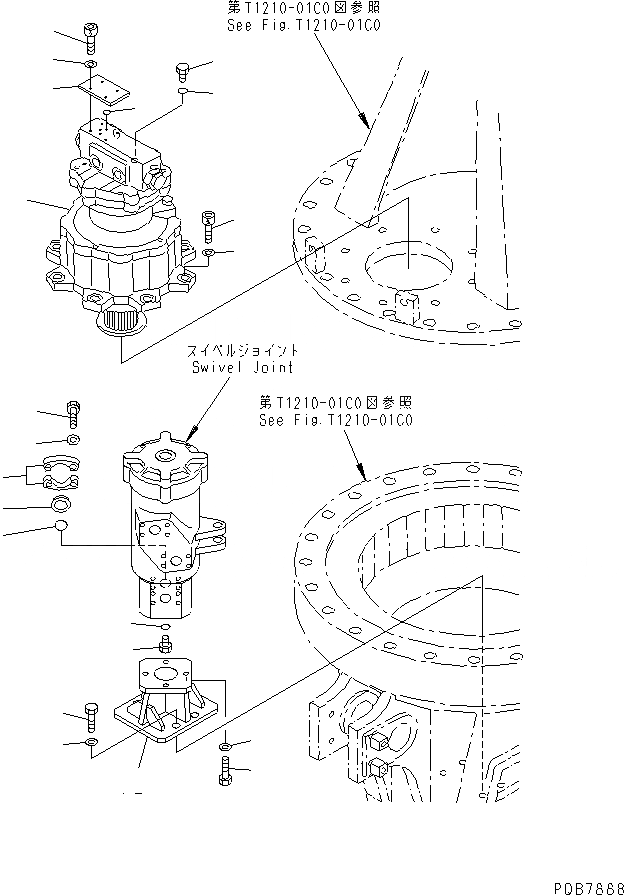 Схема запчастей Komatsu PC120-6Z - ПОВОРОТН. РУКОЯТЬ (МОТОР ПОВОРОТА И ПОВОРОТНОЕ СОЕДИНЕНИЕ КРЕПЛЕНИЕ)(№977-) РАБОЧЕЕ ОБОРУДОВАНИЕ