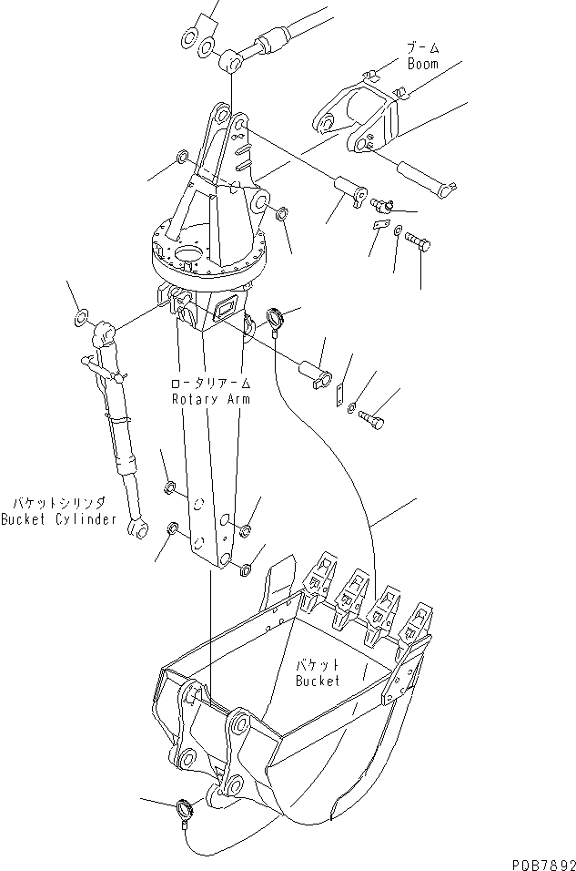 Схема запчастей Komatsu PC120-6Z - ПОВОРОТН. РУКОЯТЬ (ПАЛЕЦ И УПЛОТНЕНИЕ)(№977-) РАБОЧЕЕ ОБОРУДОВАНИЕ