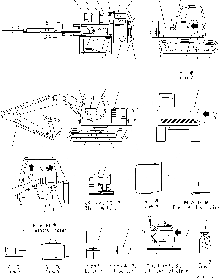 Схема запчастей Komatsu PC120-6Z - МАРКИРОВКА (РОССИЯ) (БЕЗ ГУСЕНИЧНАЯ РАМА)(№-) МАРКИРОВКА