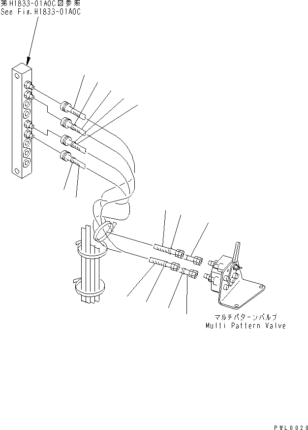 Схема запчастей Komatsu PC120-6 - MALTIPLE PATTERN (ТРУБЫ) (WAY)(№98-) ГИДРАВЛИКА