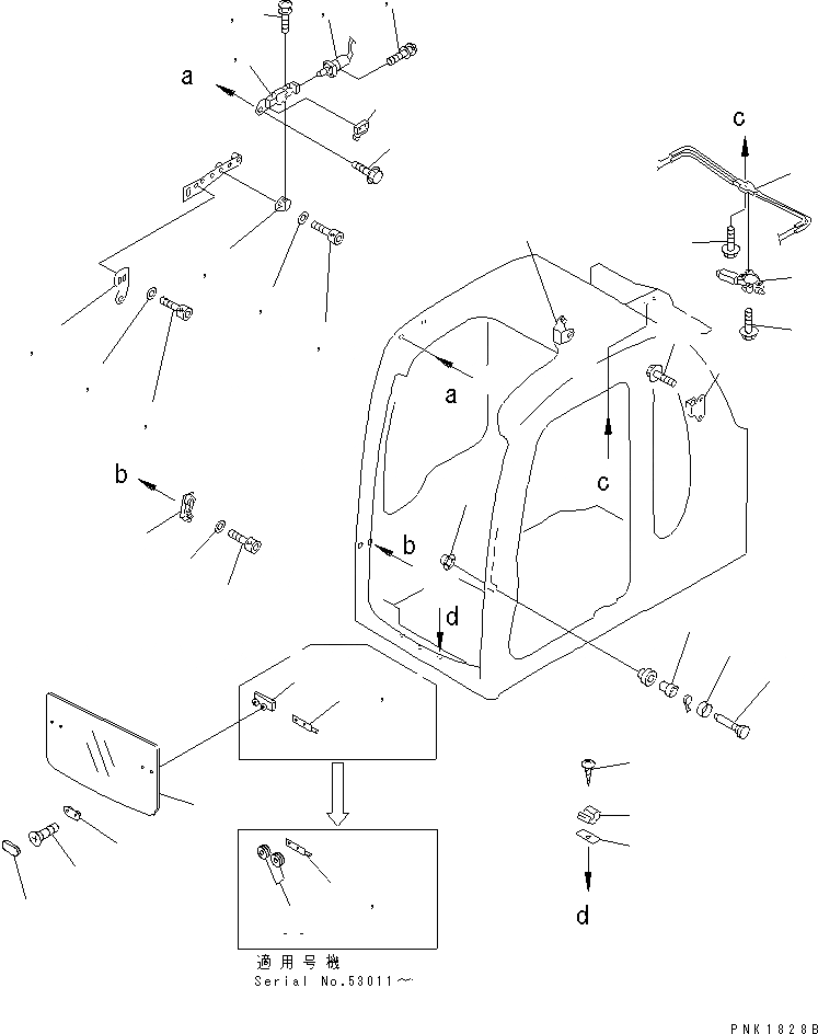Схема запчастей Komatsu PC120-6 - КАБИНА (С POWER СДВИГ. ВВЕРХ ОКНА) (СДВИГ. ВВЕРХ ОКНА ЧАСТИ)(№-9) ОСНОВН. КОМПОНЕНТЫ И РЕМКОМПЛЕКТЫ