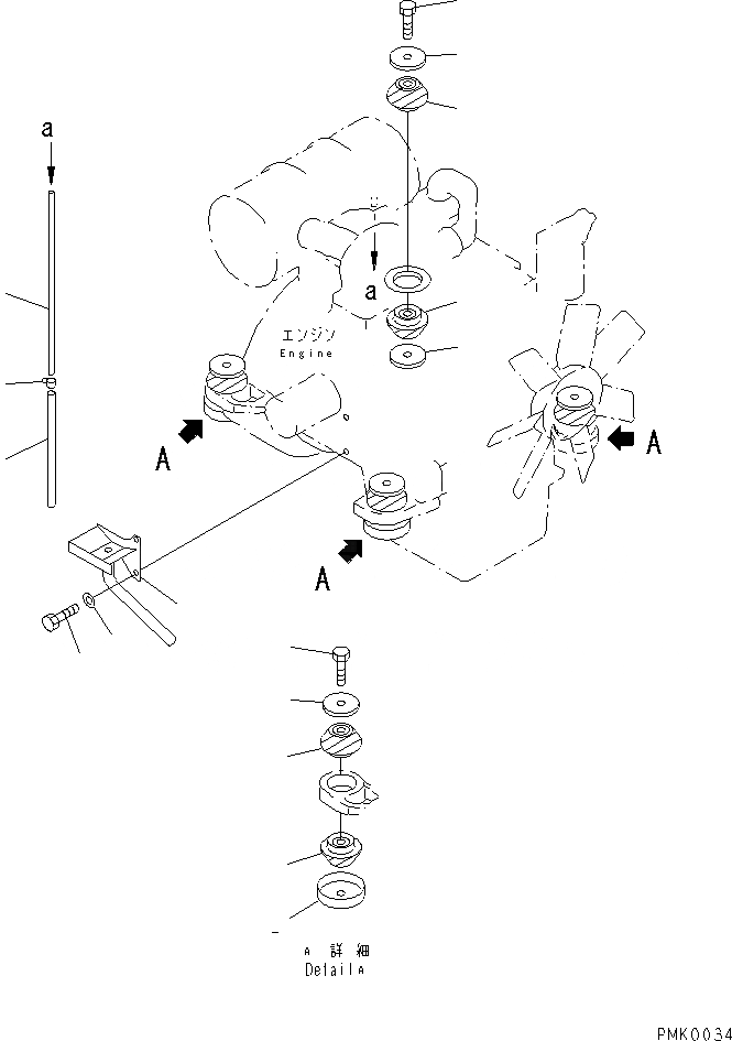 Схема запчастей Komatsu PC120-6Z - КРЕПЛЕНИЕ ДВИГАТЕЛЯ(№-999) КОМПОНЕНТЫ ДВИГАТЕЛЯ