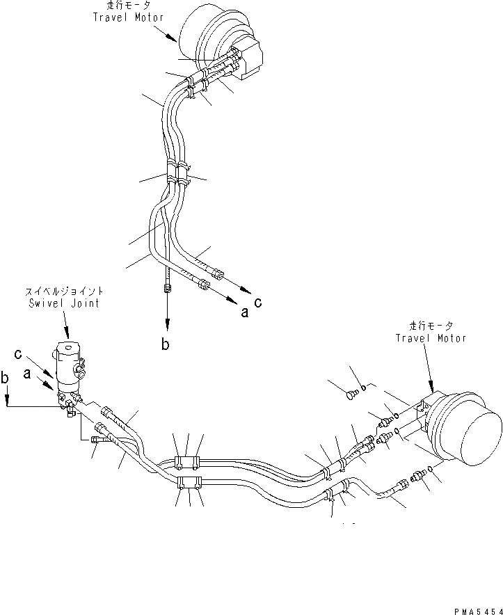 Схема запчастей Komatsu PC120-6Z - ГИДРОЛИНИЯ ХОДАНИЖН.(№98-) НИЖНЯЯ ГИДРОЛИНИЯ И ЛИНИЯ ХОДА