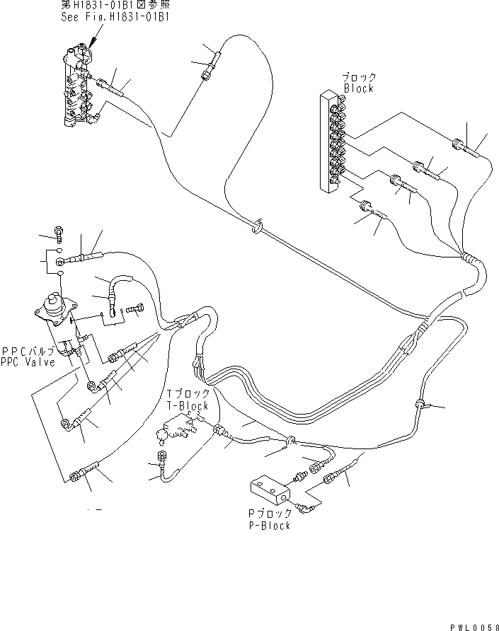 Схема запчастей Komatsu PC120-6Z-A1 - ОСНОВН. КОНСТРУКЦИЯ (P.P.C. РАБОЧАЯ ЛИНИЯ) (ПАТРУБКИ ПРАВОЙ СТОЙКИ)(№98-) КАБИНА ОПЕРАТОРА И СИСТЕМА УПРАВЛЕНИЯ