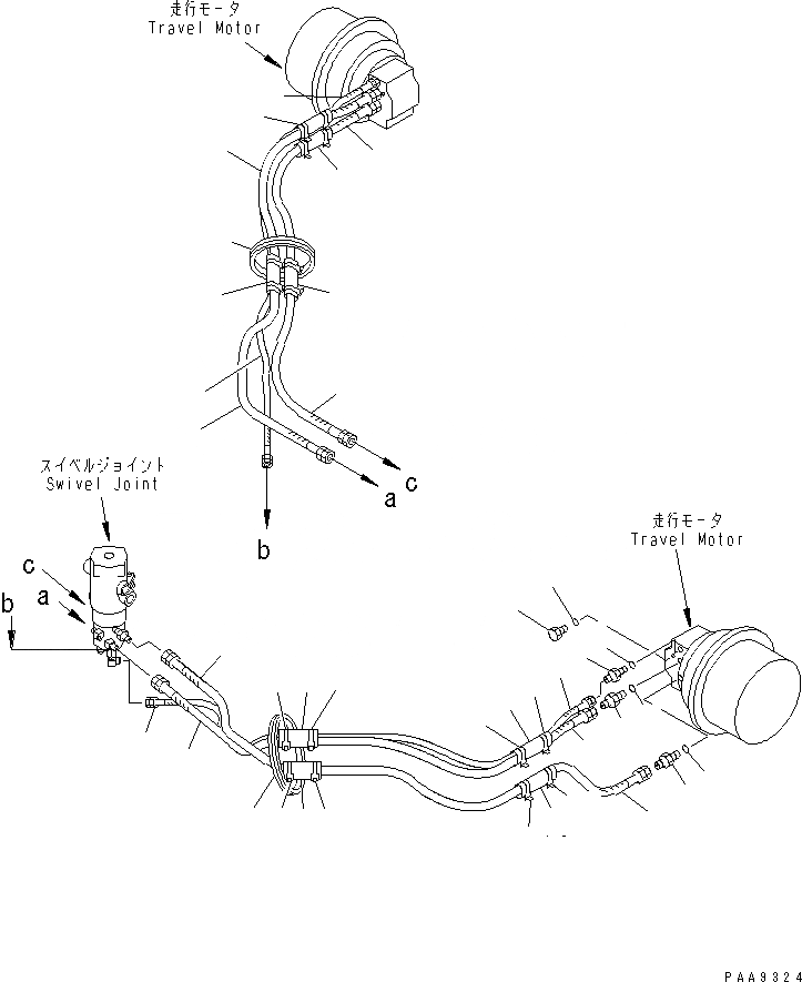 Схема запчастей Komatsu PC120-6Z-A1 - ГИДРОЛИНИЯ ХОДАНИЖН.(№-999) НИЖНЯЯ ГИДРОЛИНИЯ И ЛИНИЯ ХОДА