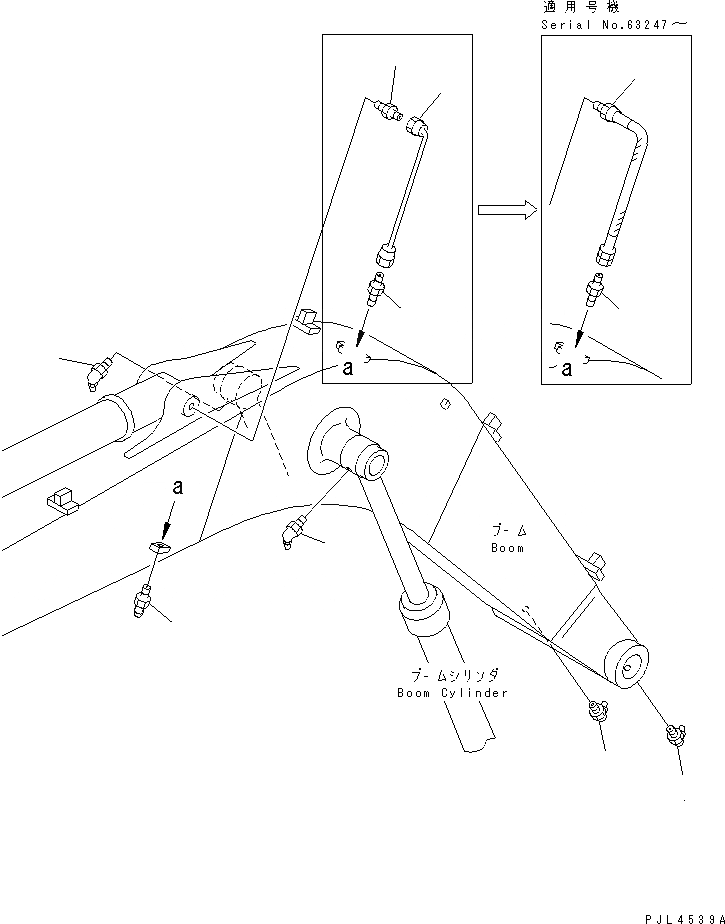 Схема запчастей Komatsu PC120-6Z-A1 - СТРЕЛА (СМАЗ. ФИТТИНГ) РАБОЧЕЕ ОБОРУДОВАНИЕ