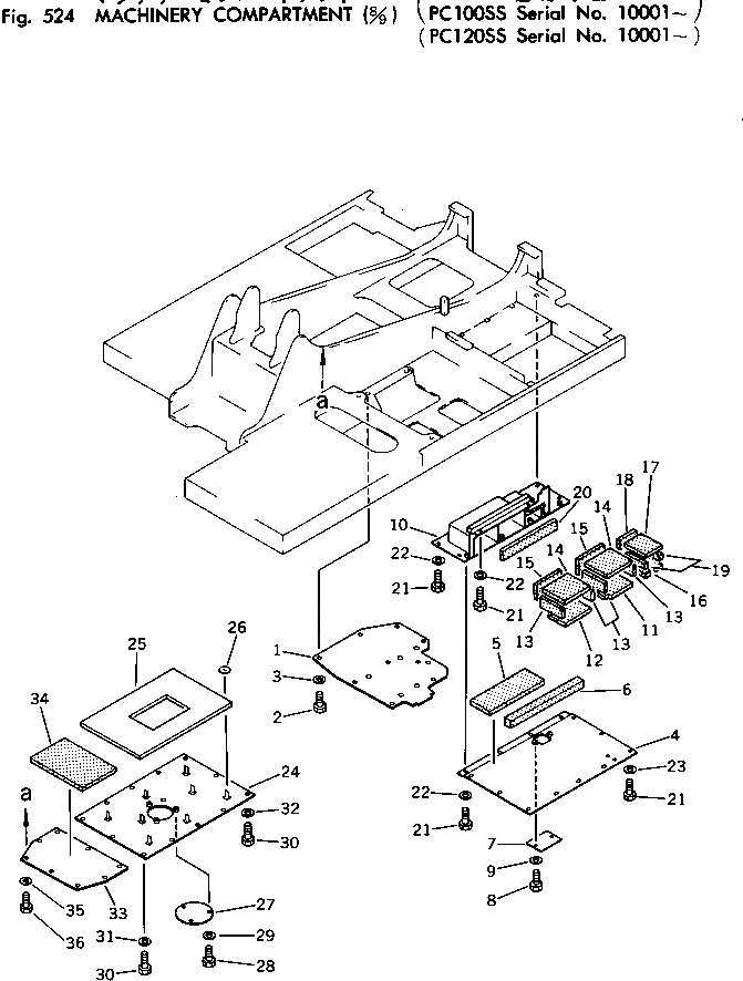 Схема запчастей Komatsu PC120-1 - MACHINERY ОБСТАНОВКА (8/9) (PCSS) ОСНОВНАЯ РАМА И КАБИНА