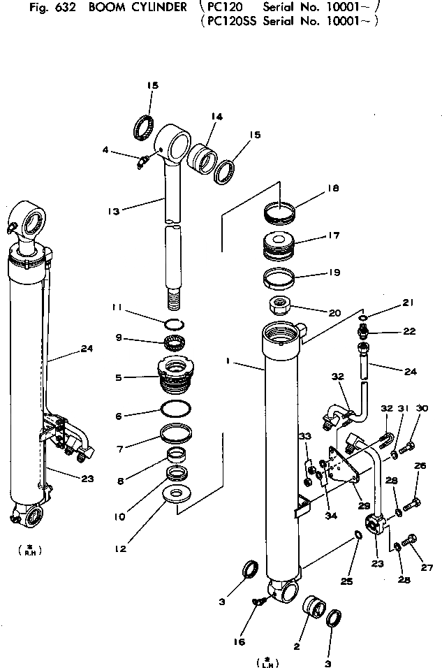 Схема запчастей Komatsu PC120-1 - ЦИЛИНДР СТРЕЛЫ ГИДРАВЛИКА