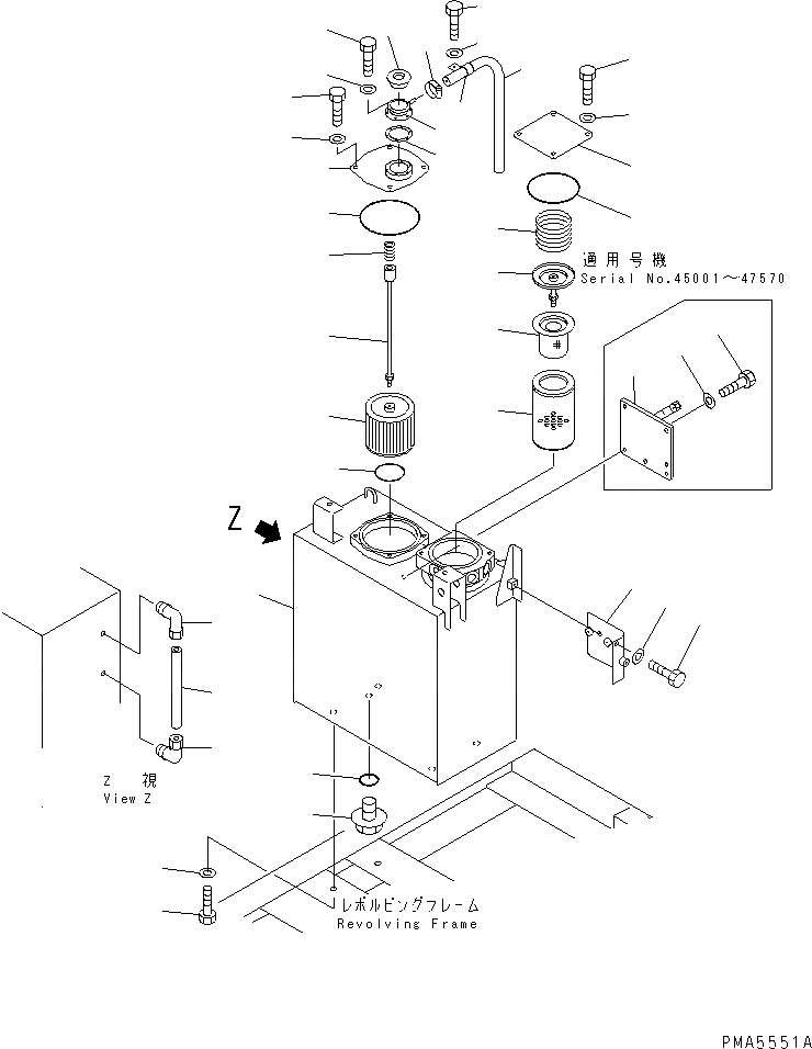 Схема запчастей Komatsu PC120-6J - ГИДР. БАК.(№-98) ГИДРАВЛИКА