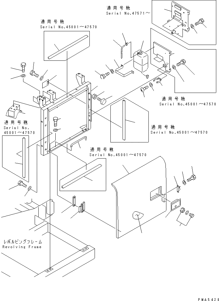 Схема запчастей Komatsu PC120-6J - ДВЕРЬ ЛЕВ.(№89-) ЧАСТИ КОРПУСА