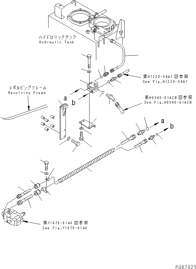Схема запчастей Komatsu PC120-6S - РУКОЯТЬ ЛИНИЯ СТОПОРН. КЛАПАНА(№7-) ГИДРАВЛИКА