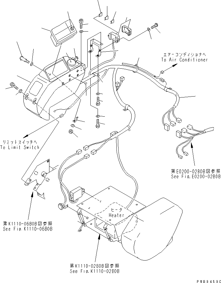 Схема запчастей Komatsu PC120-6Z - ОСНОВН. КОНСТРУКЦИЯ (ПРАВ. СТОЙКА) (ПАНЕЛЬ И ПРОВОДКА) (С ОБОГРЕВ-ЛЕМ) (NO-МАСТЕР КЛЮЧ)(№9-) КАБИНА ОПЕРАТОРА И СИСТЕМА УПРАВЛЕНИЯ