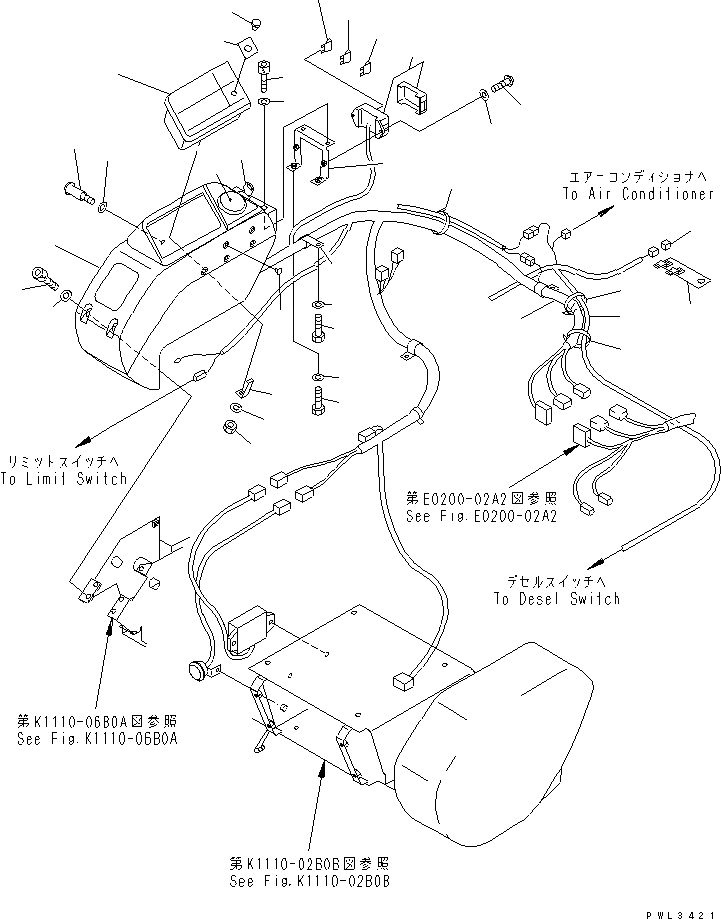 Схема запчастей Komatsu PC120-6Z - ОСНОВН. КОНСТРУКЦИЯ (ПРАВ. СТОЙКА) (Э/ПРОВОДКА) (WITH ONE TOUCH DECEL) (NO-МАСТЕР КЛЮЧ)(№9-) КАБИНА ОПЕРАТОРА И СИСТЕМА УПРАВЛЕНИЯ