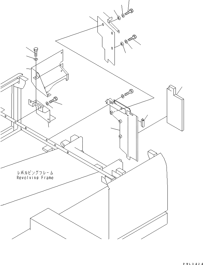 Схема запчастей Komatsu PC120-6Z - ПЕРЕГОРОДКА. (КРЫШКАПРАВ.)(№-) ЧАСТИ КОРПУСА