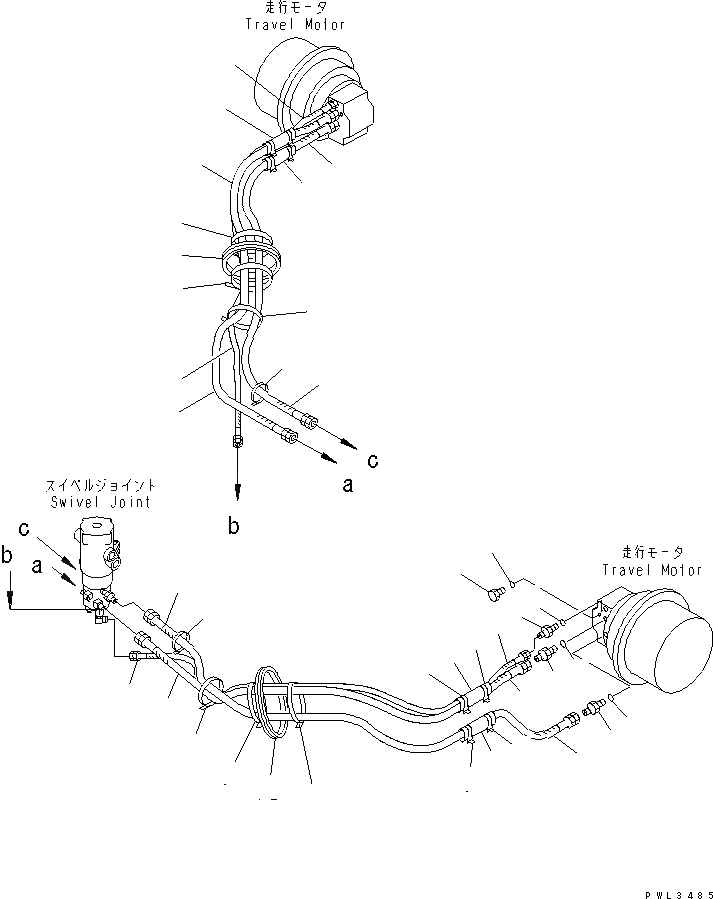 Схема запчастей Komatsu PC120-6Z - ГИДРОЛИНИЯ ХОДАНИЖН.(№7-) НИЖНЯЯ ГИДРОЛИНИЯ И ЛИНИЯ ХОДА