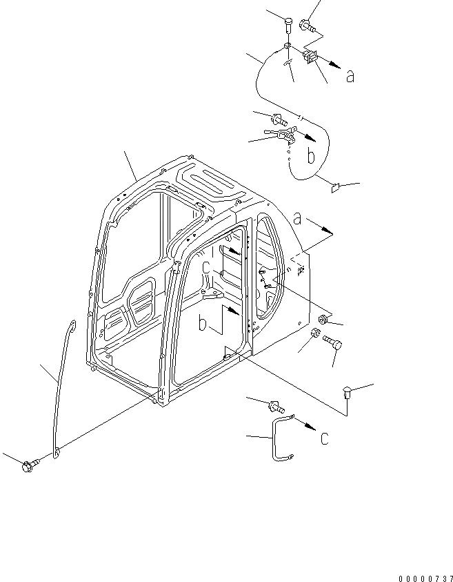 Схема запчастей Komatsu PC120-6E0-T2 - КАБИНА (КАБИНА¤ РУЧКА И ФИКСАТОР ОТКРЫТИЯ) КАБИНА ОПЕРАТОРА И СИСТЕМА УПРАВЛЕНИЯ