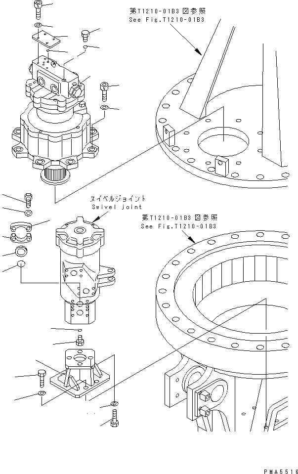 Схема запчастей Komatsu PC120-6E0-T2 - ПОВОРОТН. РУКОЯТЬ (МОТОР ПОВОРОТА И ПОВОРОТНОЕ СОЕДИНЕНИЕ КРЕПЛЕНИЕ) РАБОЧЕЕ ОБОРУДОВАНИЕ