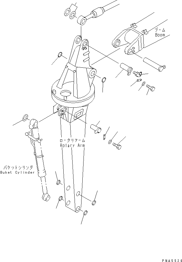Схема запчастей Komatsu PC120-6E0-T2 - ПОВОРОТН. РУКОЯТЬ (ПАЛЕЦ И УПЛОТНЕНИЕ) РАБОЧЕЕ ОБОРУДОВАНИЕ