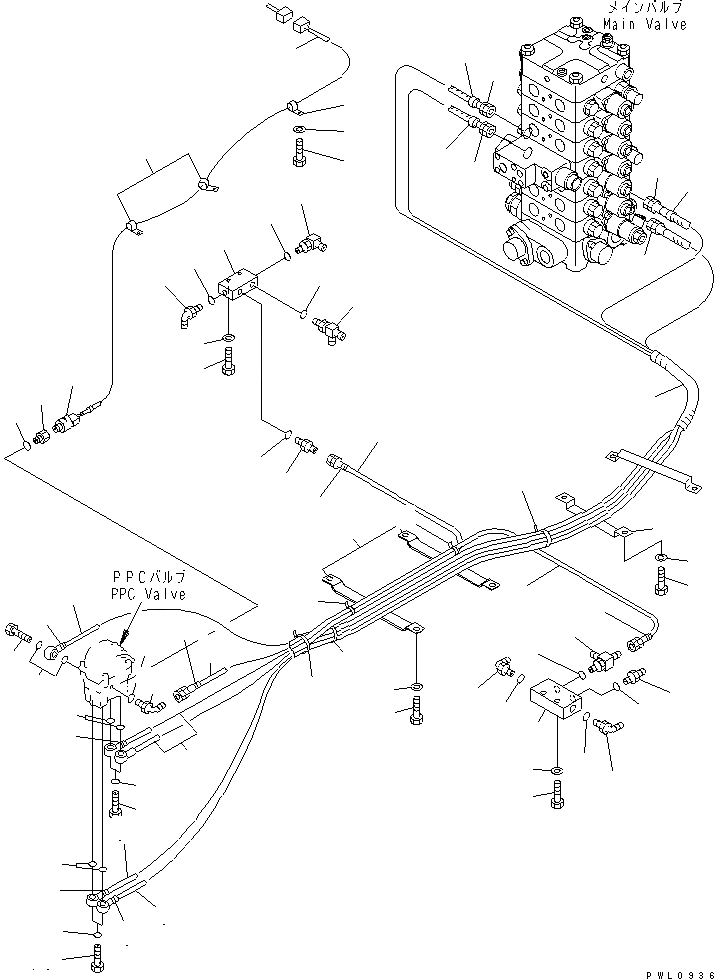 Схема запчастей Komatsu PC120SC-6 - ПОЛ (P.P.C. ХОД ТРУБЫ)(№-) КАБИНА ОПЕРАТОРА И СИСТЕМА УПРАВЛЕНИЯ