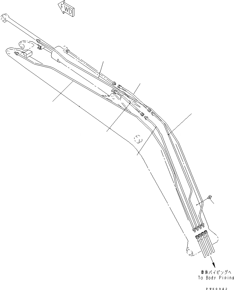 Схема запчастей Komatsu PC120SC-6 - СТРЕЛА (РУКОЯТЬ И ЦИЛИНДР КОВША)(№9-) РАБОЧЕЕ ОБОРУДОВАНИЕ