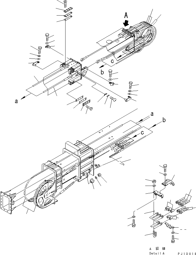 Схема запчастей Komatsu PC120SC-6 - TOP РУКОЯТЬ (SLIDE ПОДУШКА И ПРОВОЛОЧНЫЙ КАНАТ)(№-) РАБОЧЕЕ ОБОРУДОВАНИЕ