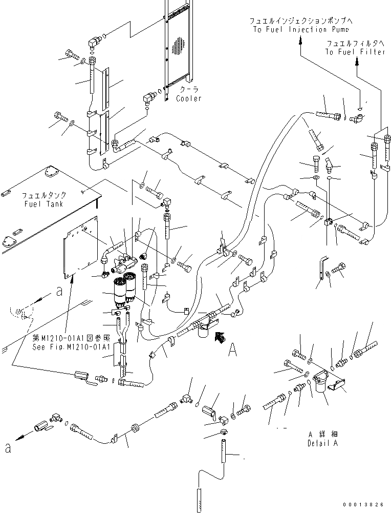 Схема запчастей Komatsu PC1250-7 - ТОПЛИВН. ЛИНИЯ (С ДОПОЛН. ТОПЛИВН. ФИЛЬТР.) ТОПЛИВН. БАК. AND КОМПОНЕНТЫ