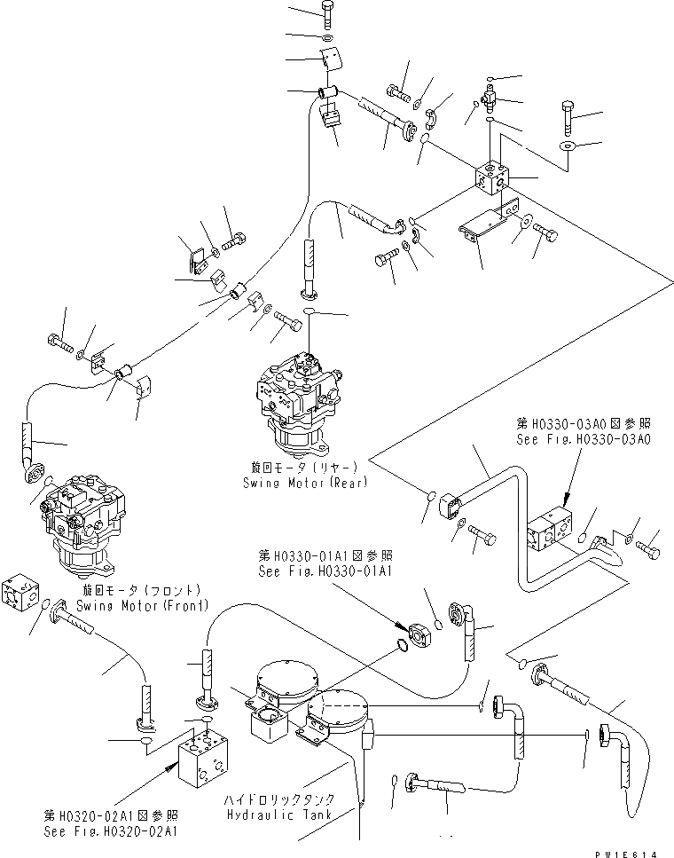 Схема запчастей Komatsu PC1250-7 - ВОЗВРАТНАЯ ЛИНИЯ (ПОВОРОТН. ВСАСЫВ.) (TROPICAL WEATHER СПЕЦ-Я.) ГИДРАВЛИКА