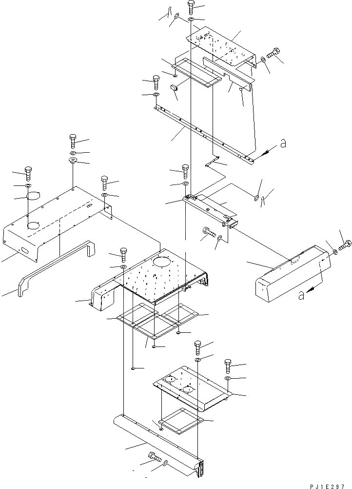 Схема запчастей Komatsu PC1250-7 - КАПОТ (ДЛЯ СТРАН ЕС) ЧАСТИ КОРПУСА