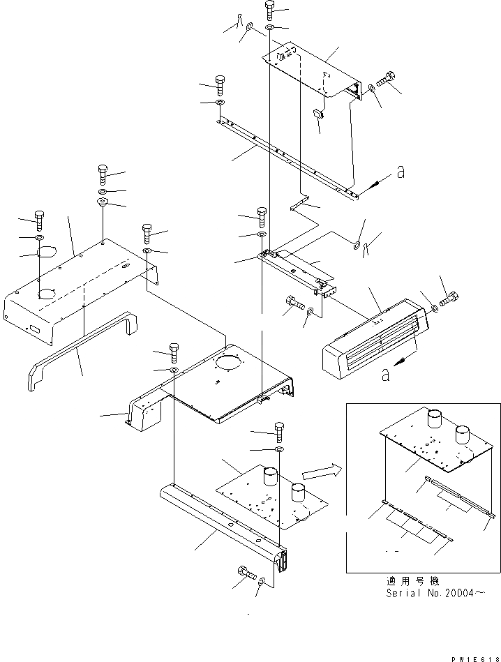 Схема запчастей Komatsu PC1250-7 - КАПОТ (TROPICAL WEATHER СПЕЦ-Я.)(№-7) ЧАСТИ КОРПУСА