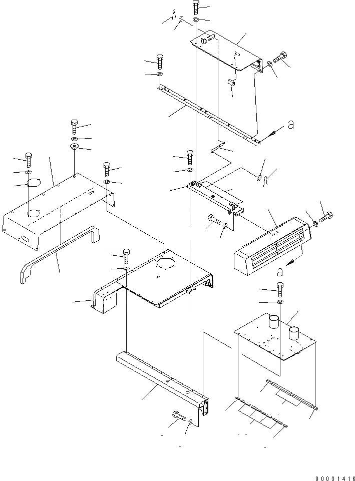 Схема запчастей Komatsu PC1250-7 - КАПОТ (TROPICAL WEATHER СПЕЦ-Я.)(№8-) ЧАСТИ КОРПУСА