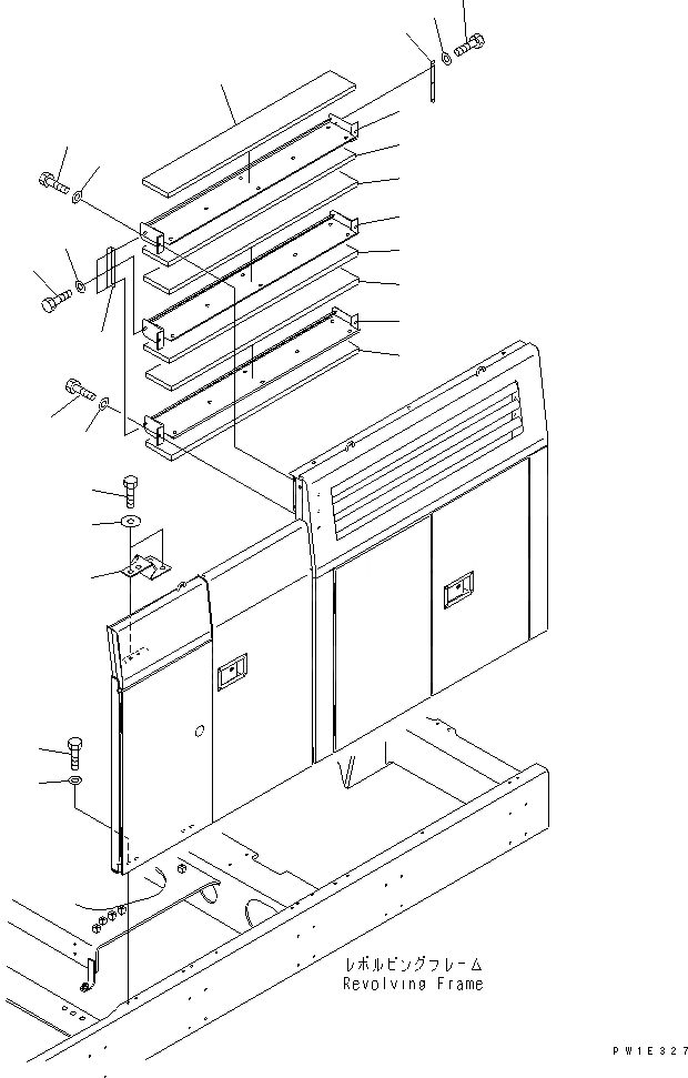 Схема запчастей Komatsu PC1250-7 - ЛЕВ. КРЫШКА(ОТВАЛ) (ДЛЯ СТРАН ЕС) ЧАСТИ КОРПУСА