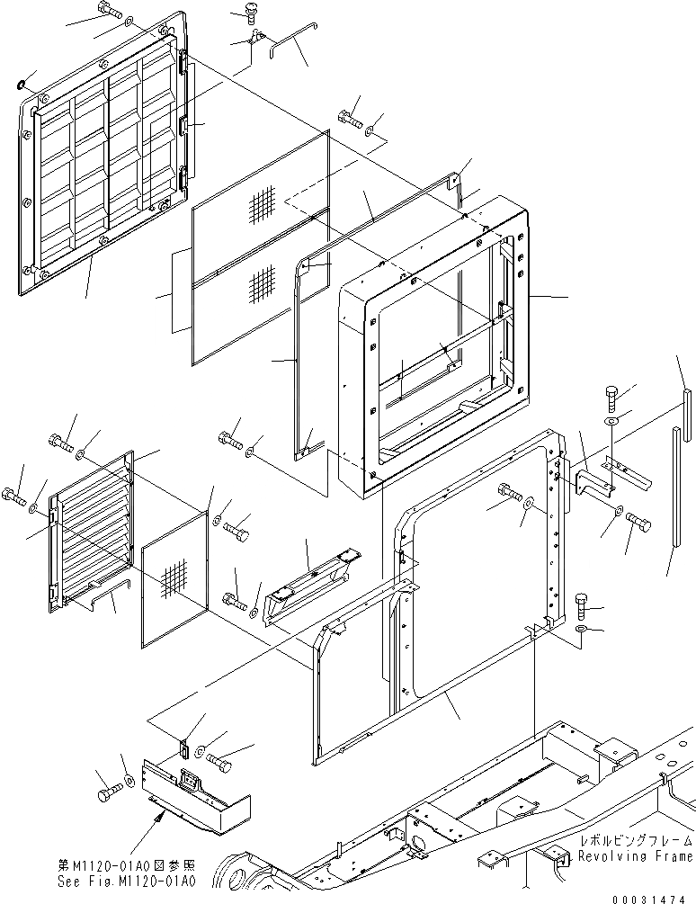 Схема запчастей Komatsu PC1250-7 - ПРАВ. КРЫШКА(ВОЗДУХОВОДЫ) (TROPICAL WEATHER СПЕЦ-Я.) ЧАСТИ КОРПУСА