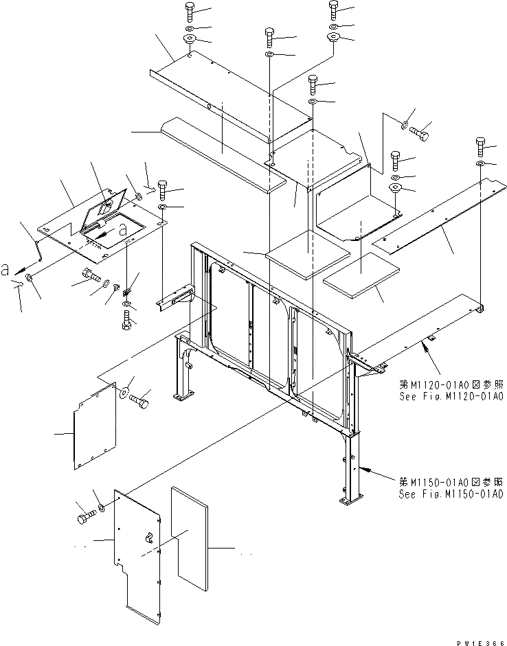 Схема запчастей Komatsu PC1250-7 - КРЫШКА(КАБИНА) ЧАСТИ КОРПУСА
