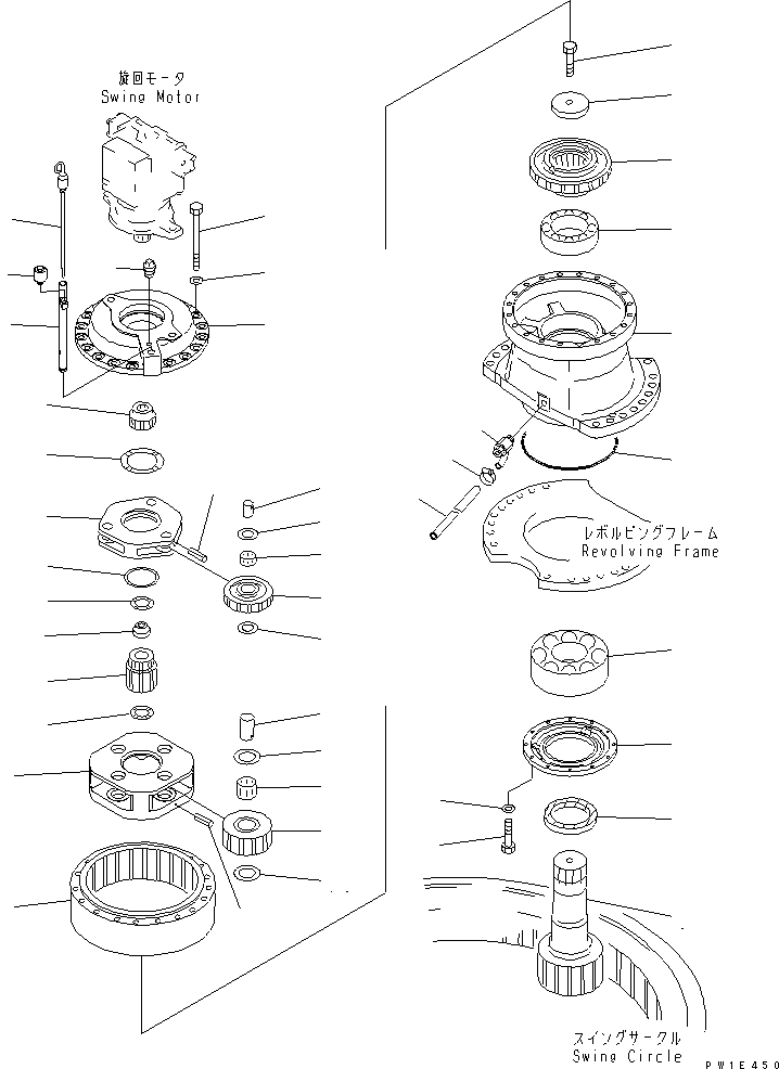 Схема запчастей Komatsu PC1250-7 - МЕХАНИЗМ ПОВОРОТА (ПЕРЕДН.) (TROPICAL WEATER СПЕЦ-Я.)(№-9) ПОВОРОТН. КРУГ И КОМПОНЕНТЫ