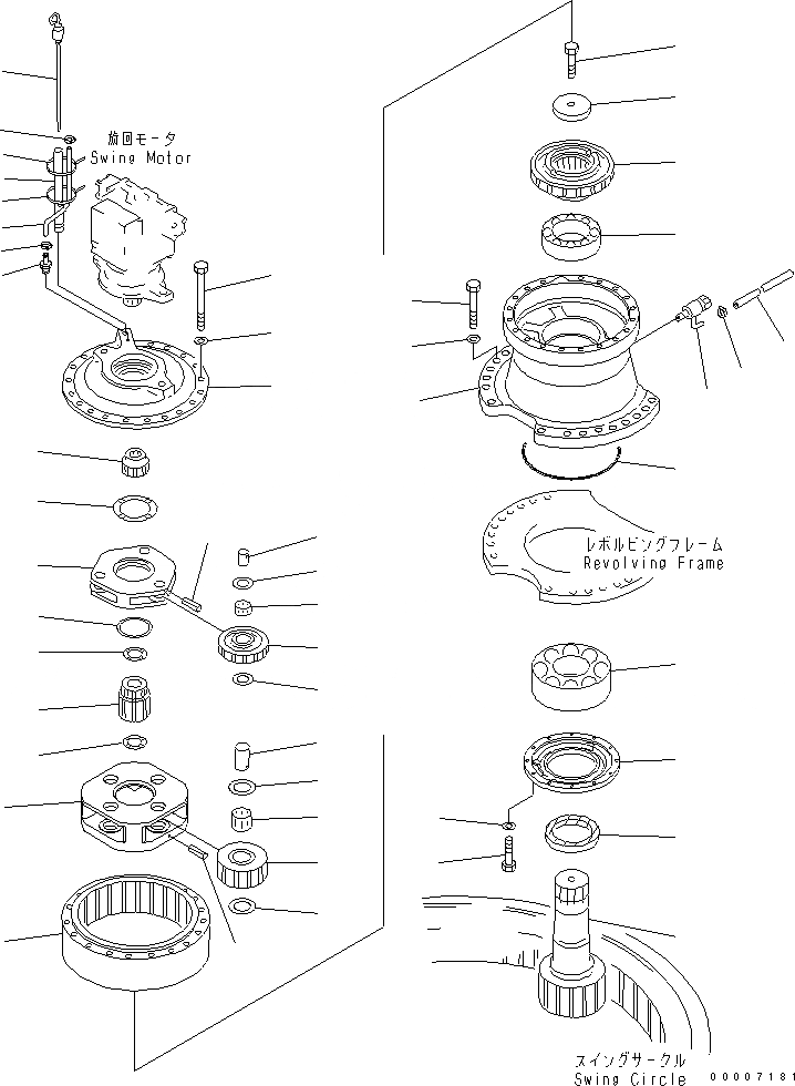Схема запчастей Komatsu PC1250-7 - МЕХАНИЗМ ПОВОРОТА (ЗАДН.) (МОРОЗОУСТОЙЧИВ. СПЕЦИФ-Я)(№-) ПОВОРОТН. КРУГ И КОМПОНЕНТЫ