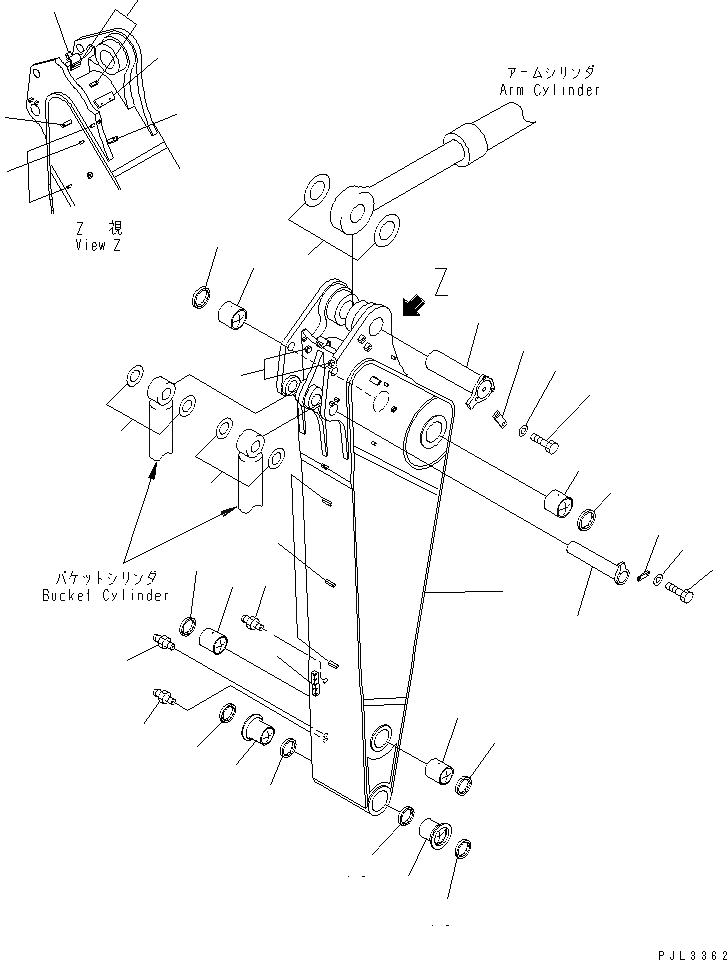 Схема запчастей Komatsu PC1250-7 - РУКОЯТЬ (.M) (ДЛЯ ЭКСКАВАТ.) (АВТОМАТИЧ. СМАЗ.) РАБОЧЕЕ ОБОРУДОВАНИЕ
