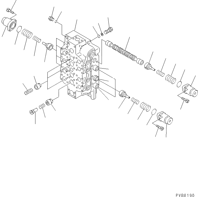Схема запчастей Komatsu PC1250-7 - ОСНОВН. КЛАПАН (/) (4-Х СЕКЦИОНН.) (NO.)(№-) ОСНОВН. КОМПОНЕНТЫ И РЕМКОМПЛЕКТЫ