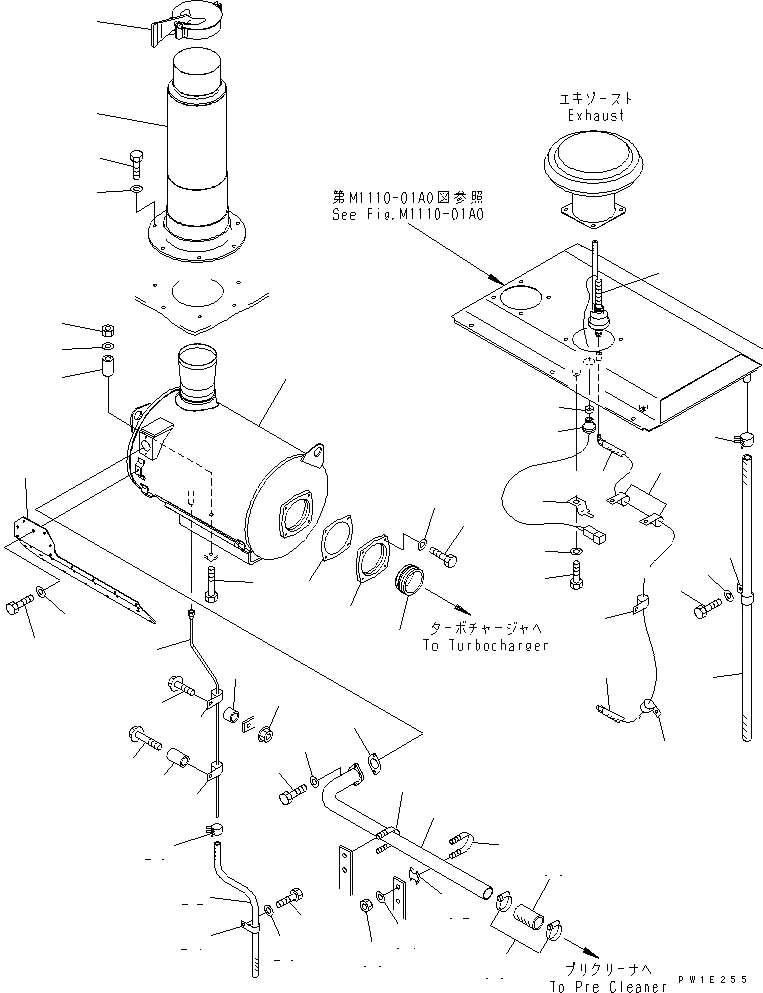Схема запчастей Komatsu PC1250-7 - ВЫПУСКН. КОМПОНЕНТЫ ДВИГАТЕЛЯ