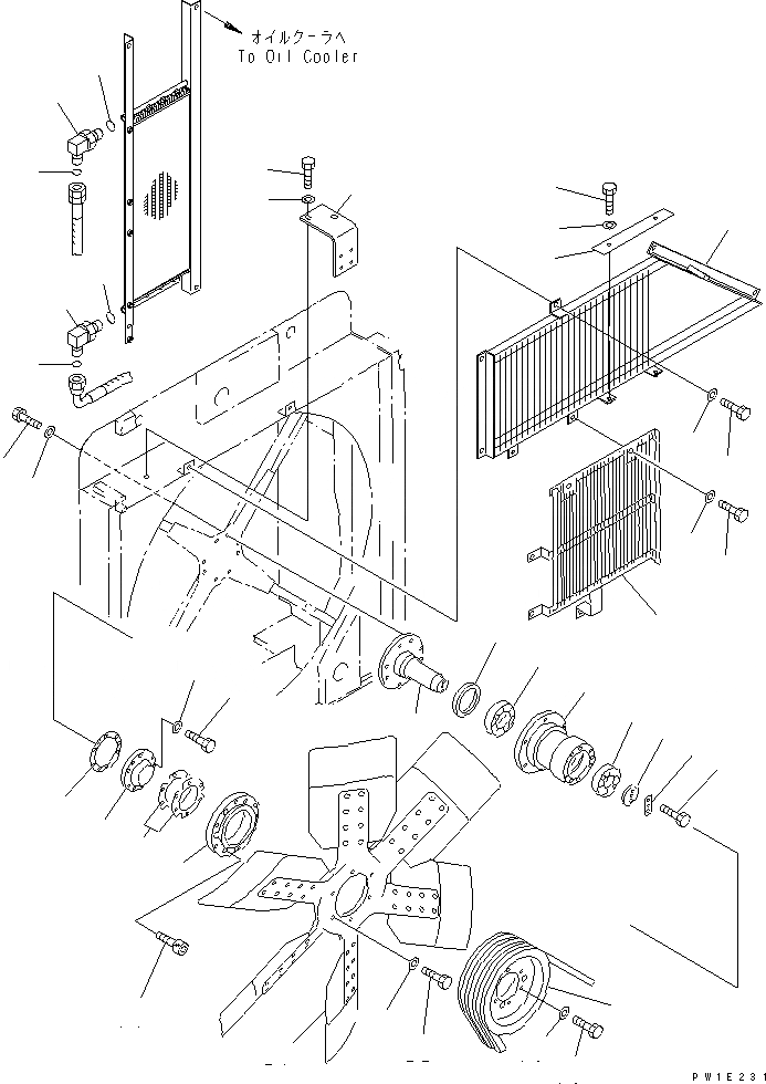 Схема запчастей Komatsu PC1250-7 - ОХЛАЖД-Е (ВЕНТИЛЯТОР КРЕПЛЕНИЕ И ЧАСТИ КОРПУСА) (БЕЗ КОНДИЦ. ВОЗДУХА) СИСТЕМА ОХЛАЖДЕНИЯ